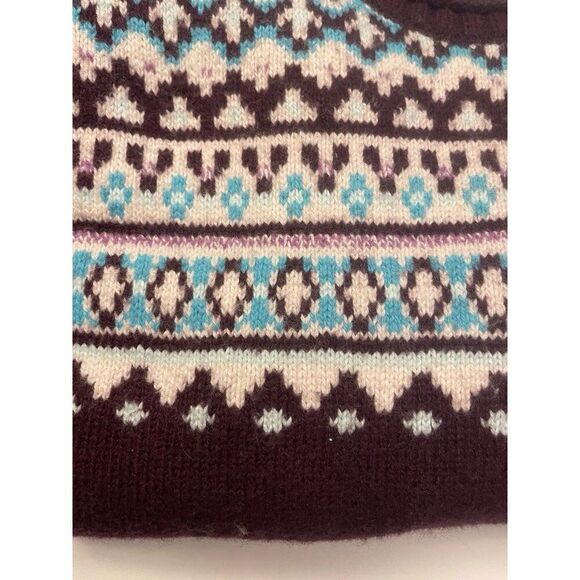 Land's End Nordic Wine Blue & Pink Pullover Sweater Women's Sz XL /P Wool Blend - Picture 6 of 8